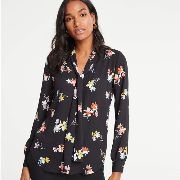 Ann Taylor Tops - Ann Taylor floral tie neck blouse NEW